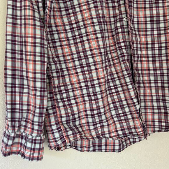 Le Tigre plaid button up collared shirt preppy causal classic multicolor shirt L - Picture 6 of 13